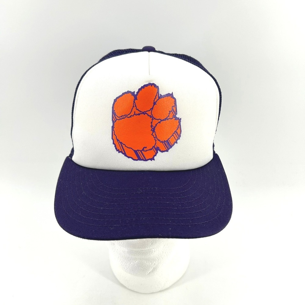 New Era 9FIFTY Clemson Tigers Trucker Hat Purple White Snapback Mesh Cap OSFM